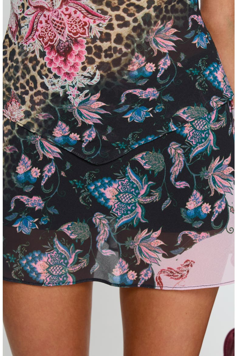 Lindzee Floral Print Bias Skort, Alternate, color, PINK MULTI