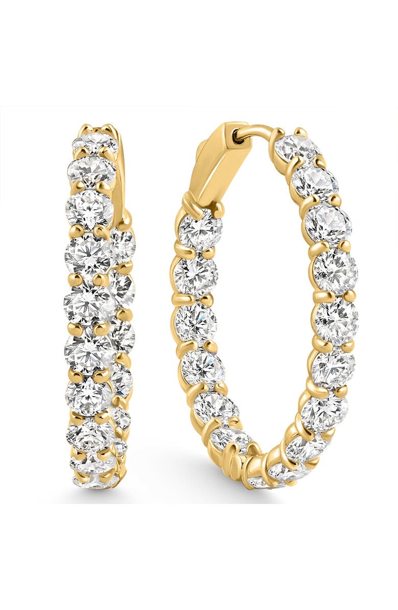 Bliss Diamond 5 1/2Ct Diamond Inside Outside Hoops 14 Gold Earrings Lab Grown 1" Tall, Main, color, 14K Yellow Gold