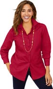 Jessica London Stretch Cotton Poplin Button Down Shirt