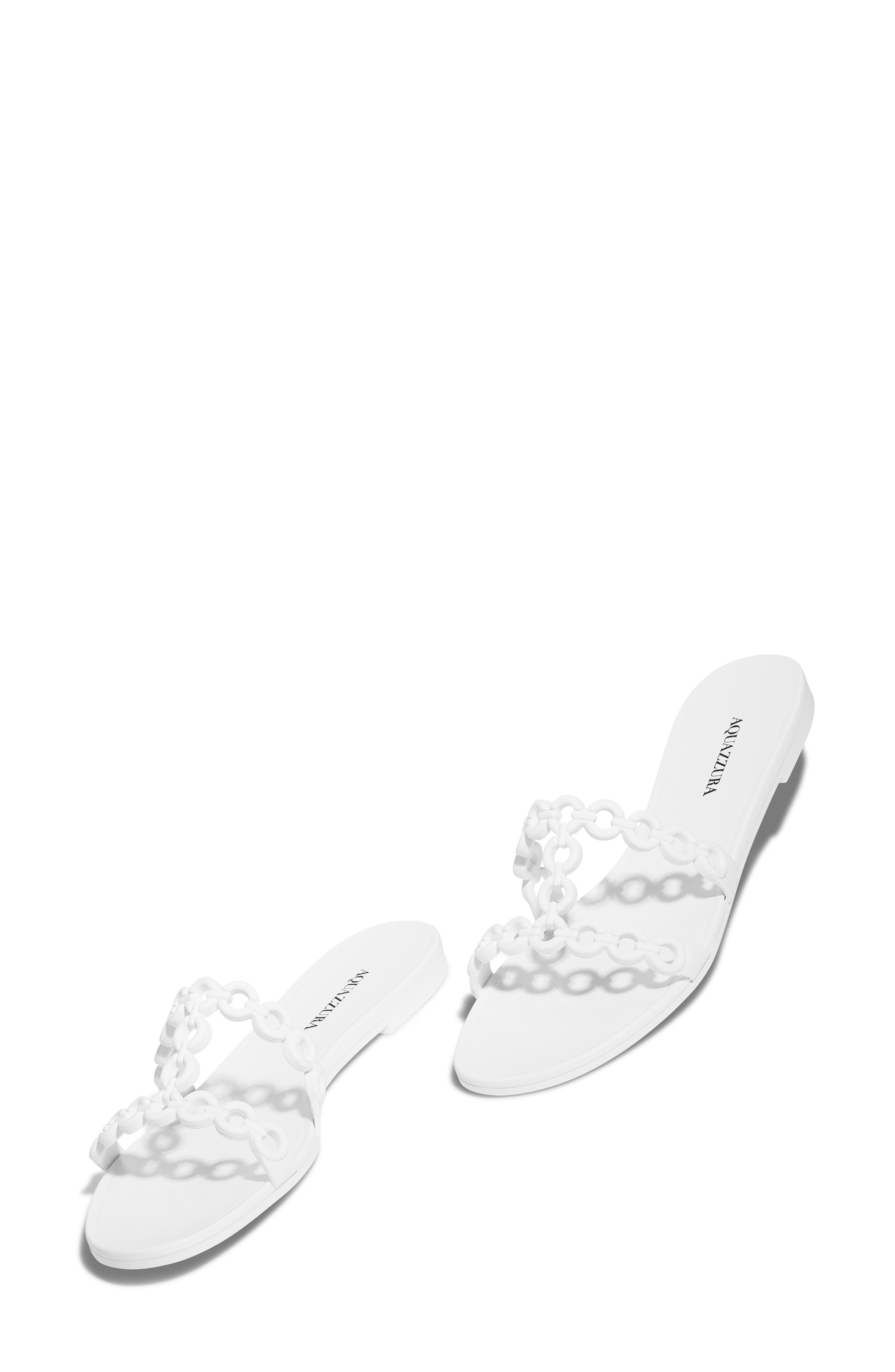 Aquazzura Infinity Chain Jelly Slide Sandal, Alternate, color, White