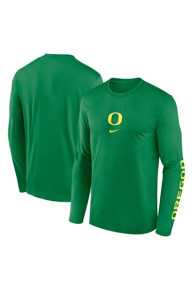 Men's Nike  Green Oregon Ducks Primetime Two-Hit Legend Dri-FIT Long Sleeve T-Shirt, Main, color, Green