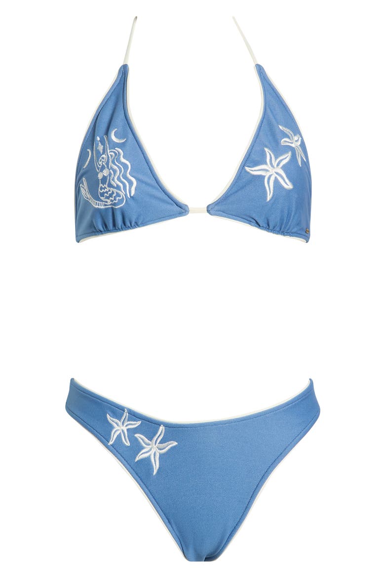 Catalina Denim High Cut Bikini Bottoms, Alternate, color, VINTAGE BLUE