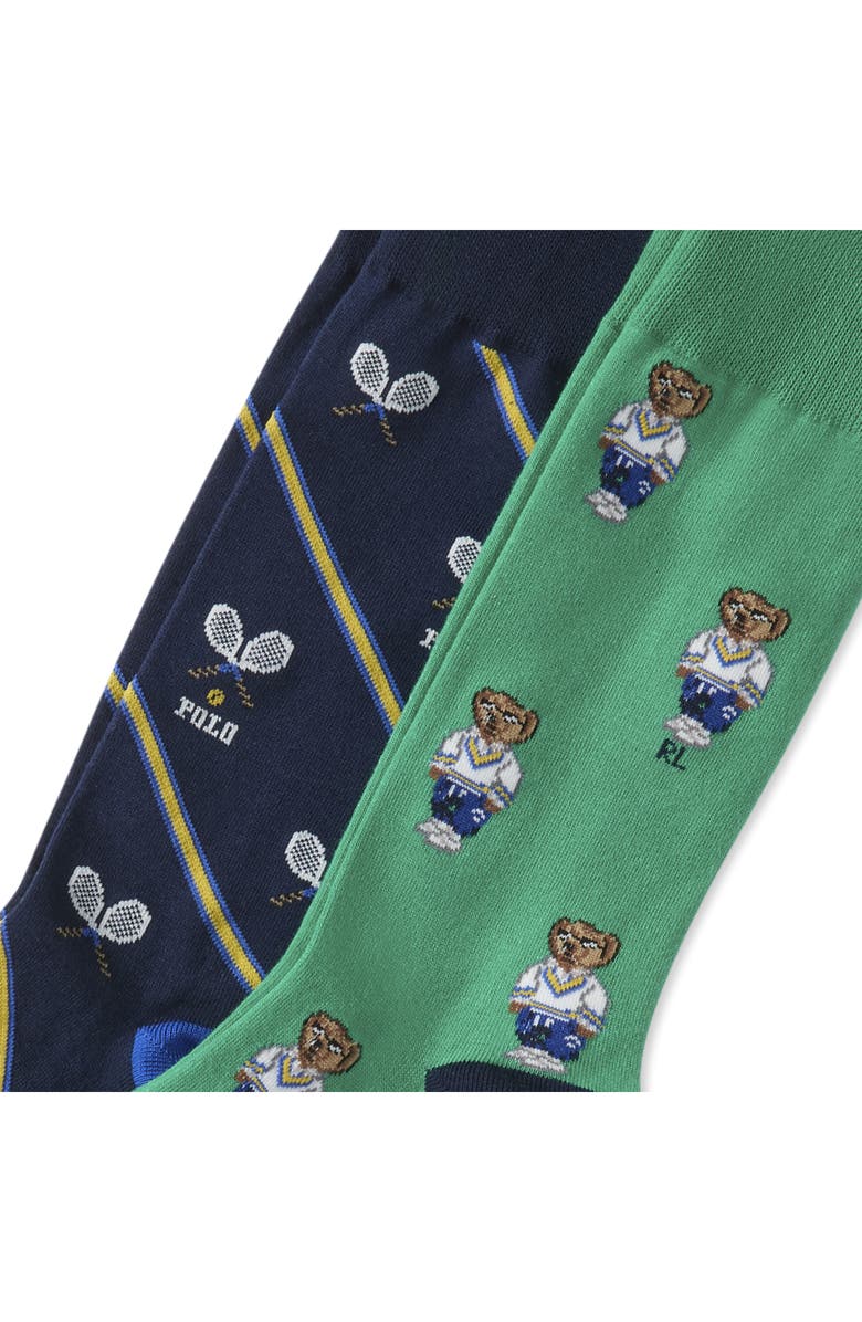 Polo Ralph Lauren Assorted 2-Pack Polo Athletic Club Mini Bears Crew Socks, Alternate, color, Green