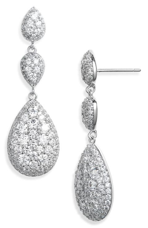 Crushed Pavé Triple Drop Earrings