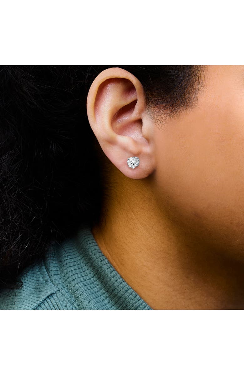 Haus of Brilliance Silver 1/2 Ct Prong RoundDiamond Cluster Stud Earring, Alternate, color, White