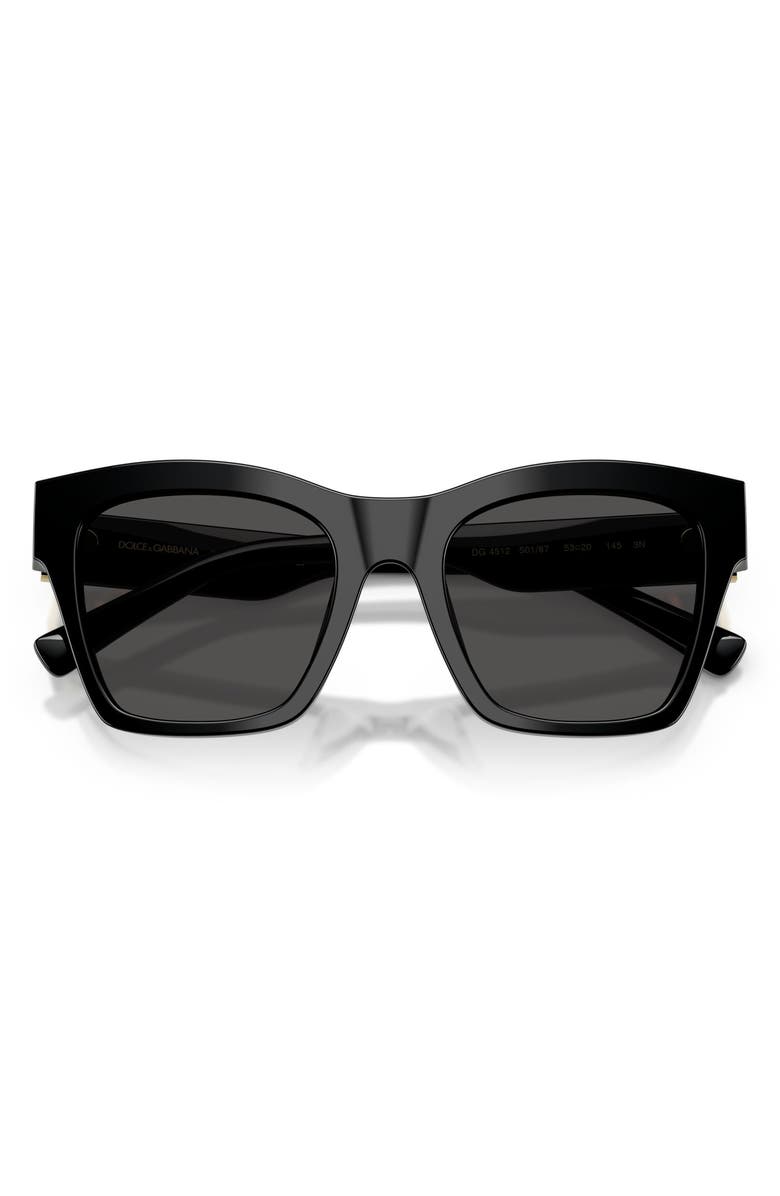 Dolce&Gabbana 53mm Square Sunglasses, Alternate, color, Black / Dark Grey