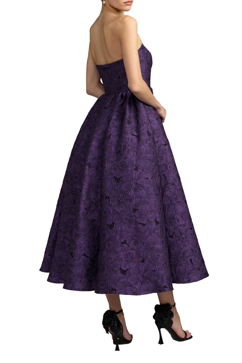Strapless Brocade A Line Midi Dress With Pockets, Alternate, color, Ultra Violet