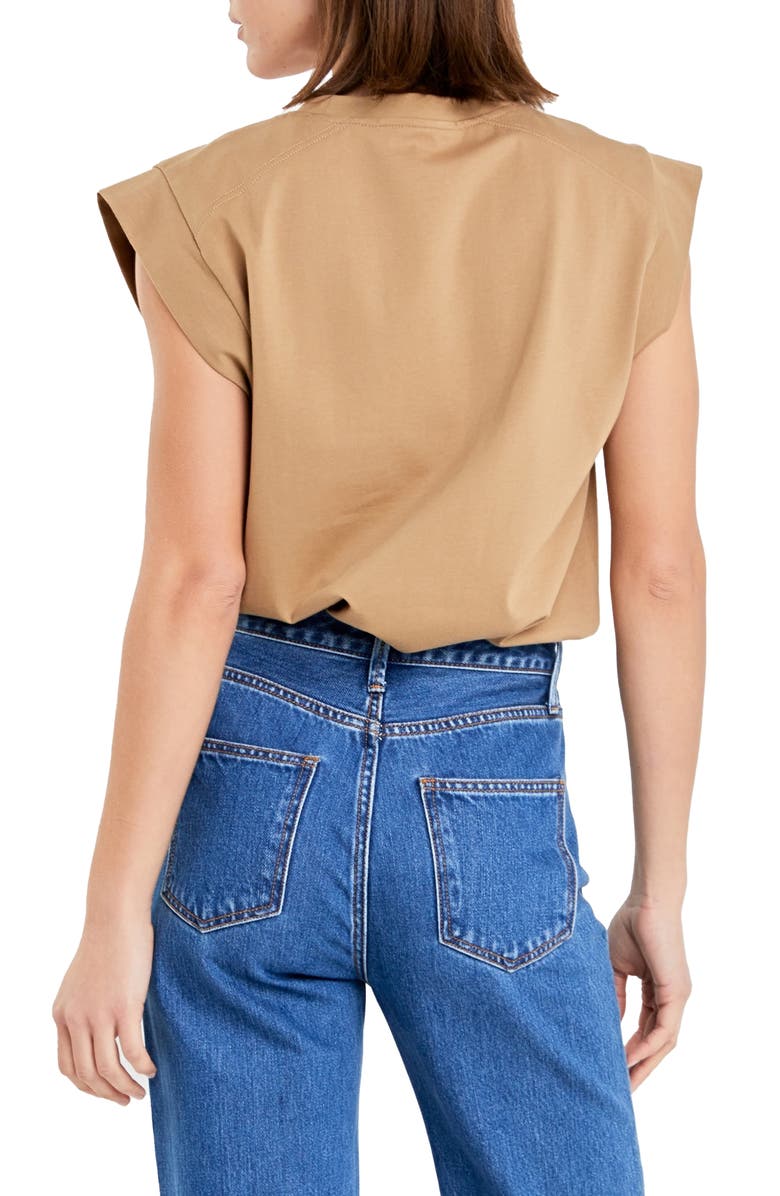 English Factory Cap Sleeve Jersey T-Shirt, Alternate, color, Taupe