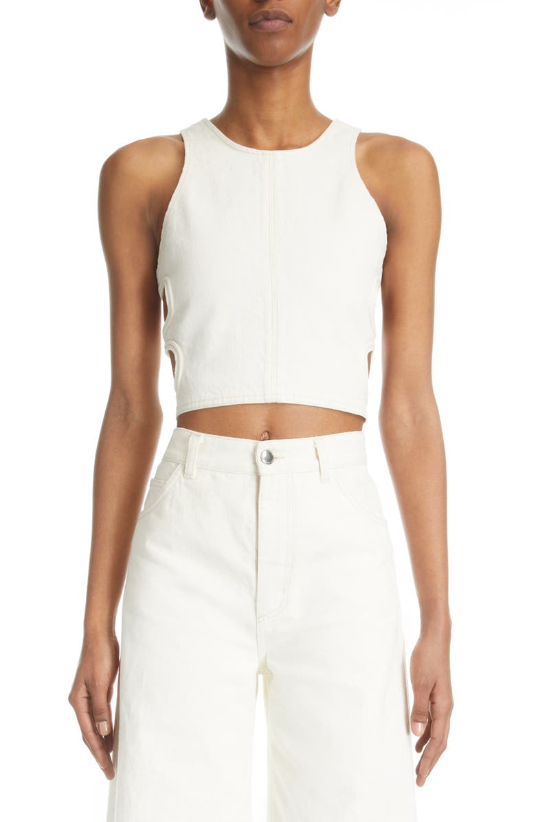 Chloé Recycled Cotton Cutout Tank Top, Main, color, 