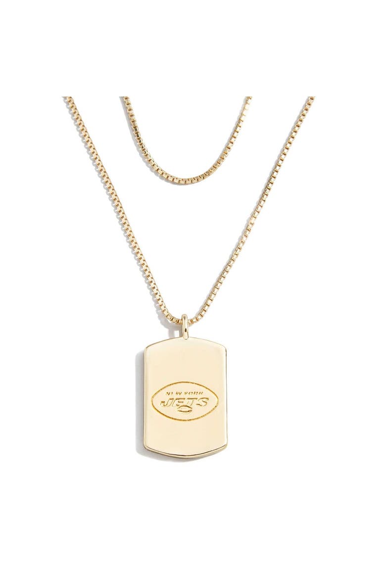 x Baublebar New York Jets Gold Dog Tag Necklace, Main, color, Gold