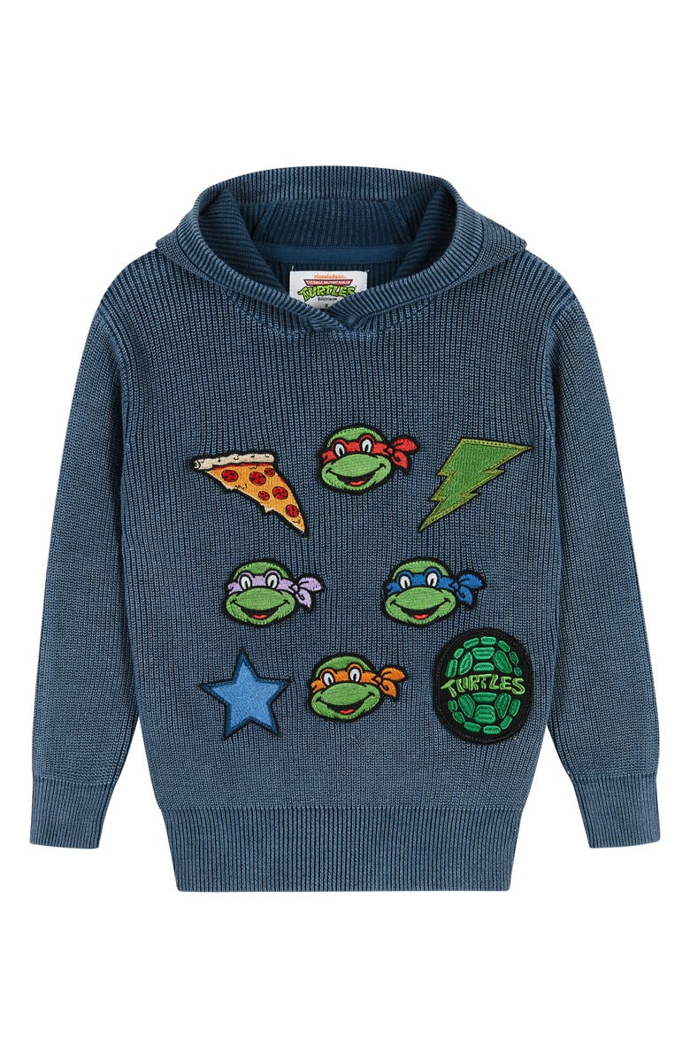 Andy & Evan Kids' x Teenage Mutant Ninja Turtles<sup>®</sup> Appliqué Cotton Sweater Hoodie, Main, color, 