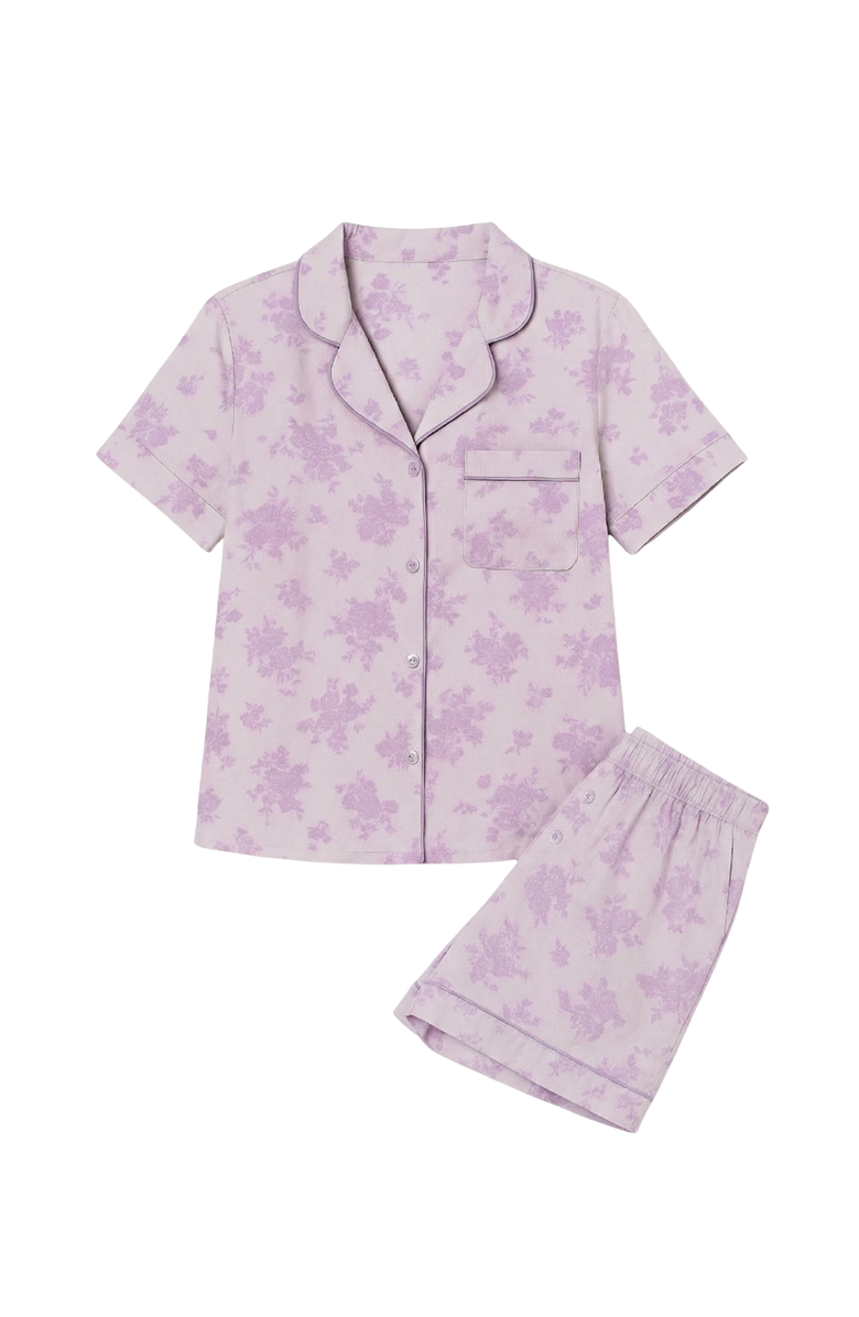 Preppy Goose Floral Print Short Sleeve Jersey PJ, Main, color, Orchid
