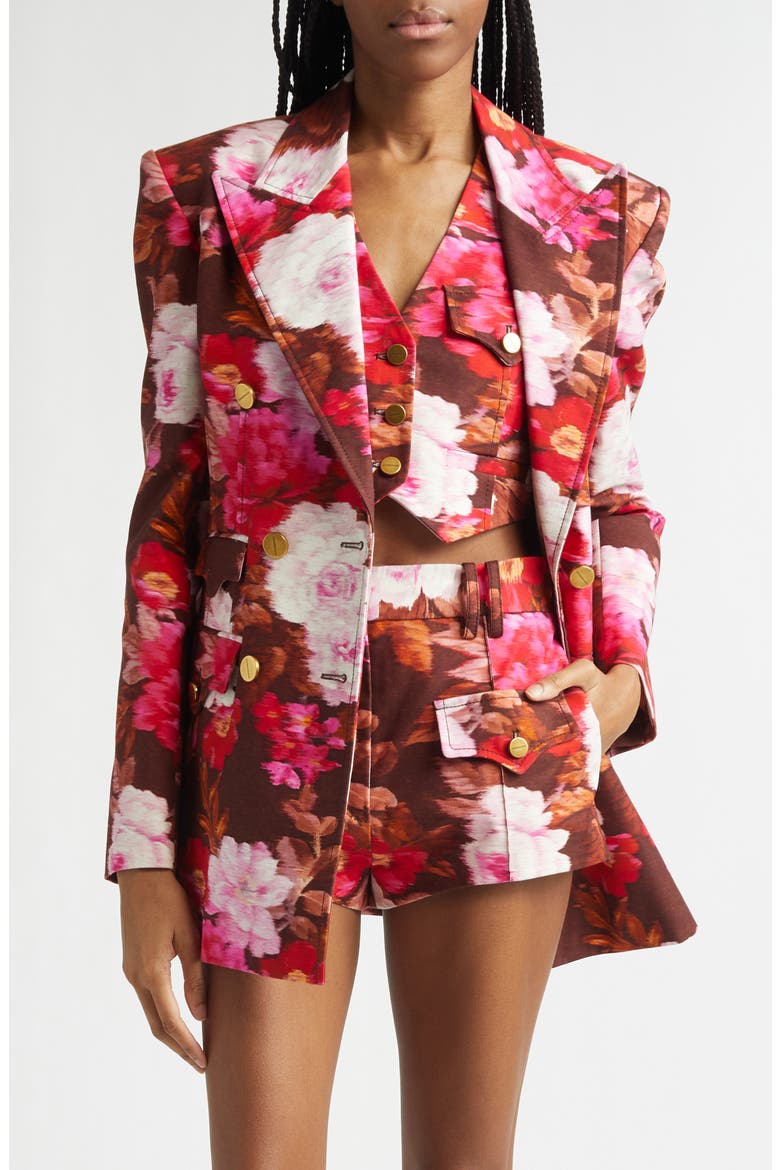 Luna Print Drill Jacket, Main, color, CHOCOLATE ROSE