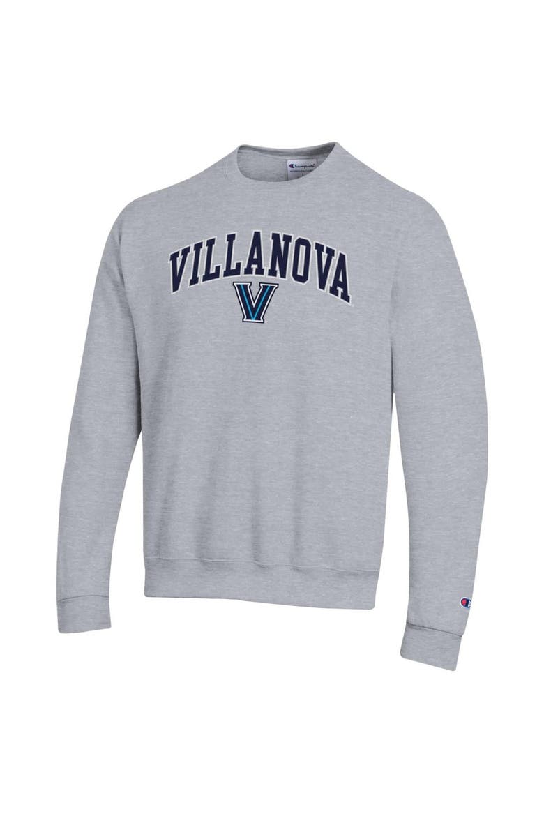 Men's Champion  Heather Gray Villanova Wildcats Arch Over Logo Pullover Sweatshirt, Alternate, color, Heather Gray