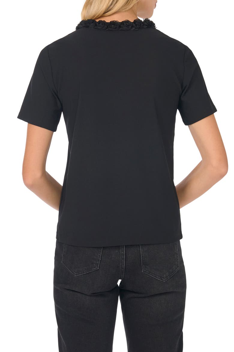 Rosette Trim T-Shirt, Alternate, color, RICH BLACK