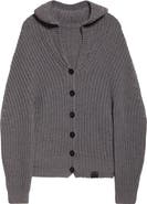 Stella McCartney Hooded Oversize Recycled Cashmere & Virgin Wool Rib Cardigan