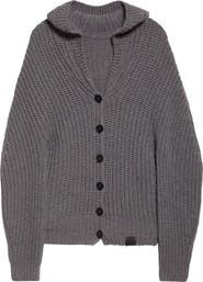 Stella McCartney Hooded Oversize Recycled Cashmere & Virgin Wool Rib Cardigan