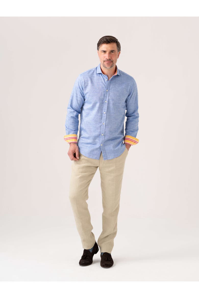 Cotton Linen Long Sleeve Shirt, Alternate, color, Deep Blue