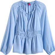 Vince Camuto Semi Sheer Long Sleeve Peplum Top