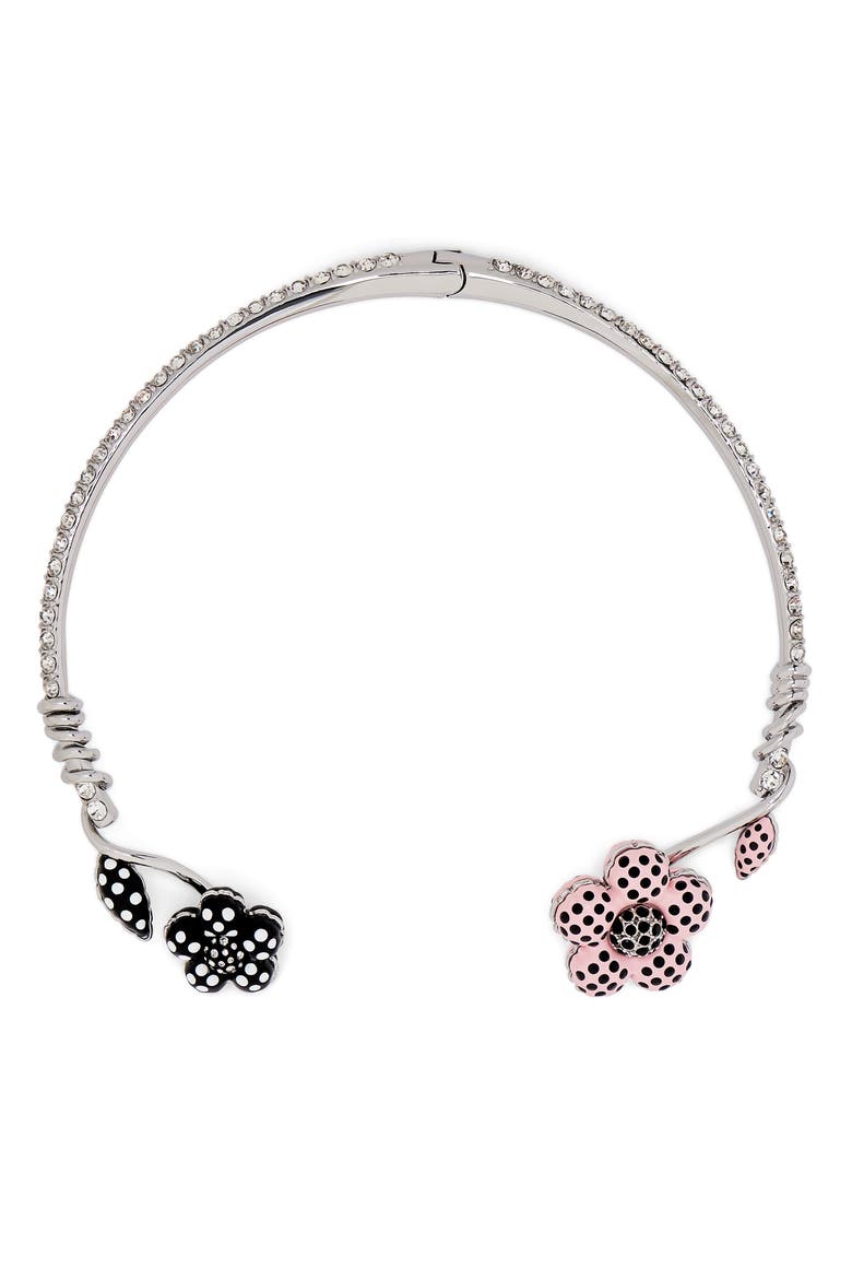 Dots Daisy Collar Necklace, Main, color, SILVER/ PEACH