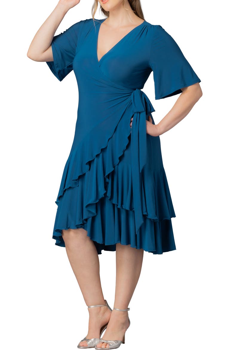 Miranda Wrap Dress, Alternate, color, AEGEAN BLUE