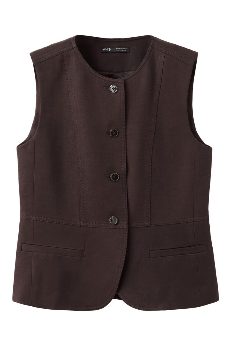 Button Vest, Alternate, color, CHOCOLATE
