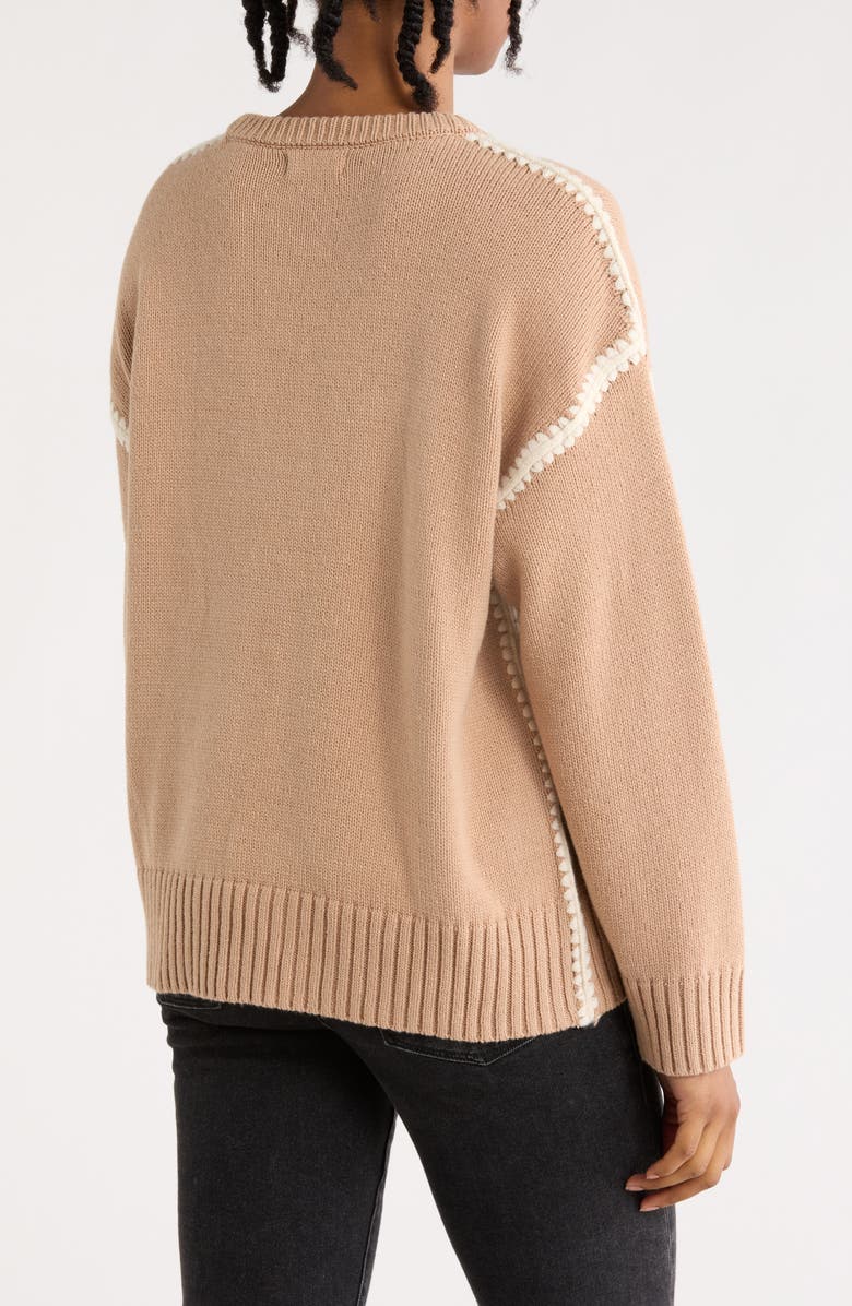 Blu Pepper Stitched Sweater, Alternate, color, Mocha