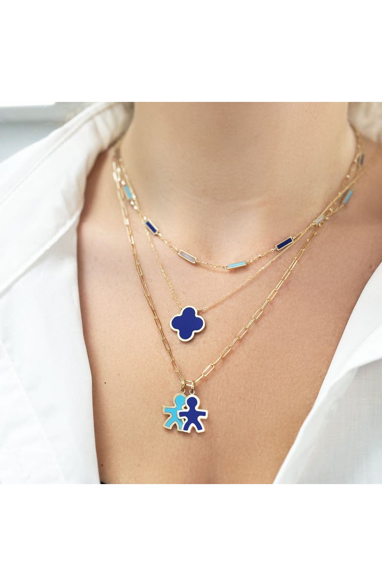 The Lovery Fine Jewelry Blue Mixed Bar Chain Necklace, Alternate, color, Blue