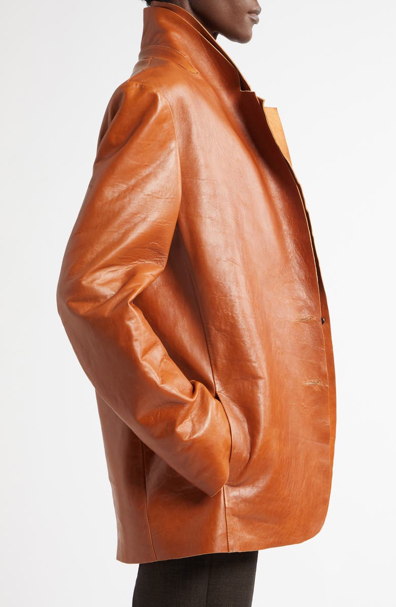The Row Lysandre Contrast Layers Raw Edge Leather Jacket, Alternate, color, 