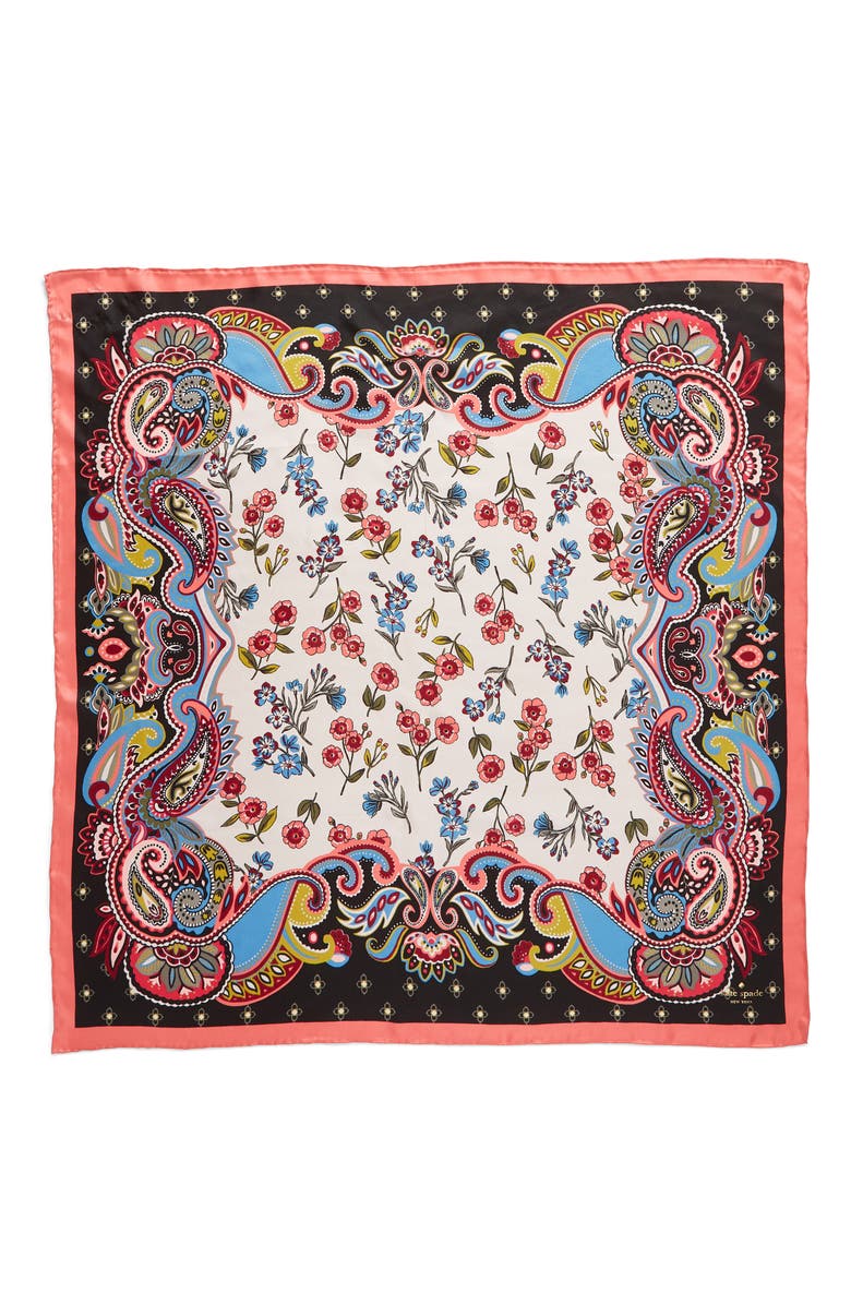 Kate Spade New York framed meadow silk square scarf, Alternate, color,