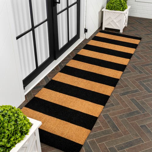 Jonathan Y Peater Classic Casual Commerical Natural Coir Mat Indoor/outdoor In Black
