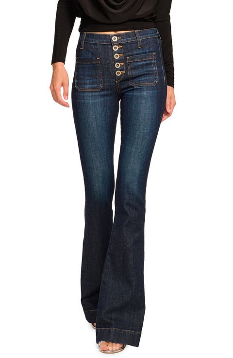 Cindy High Waist Flare Jeans (Dark Rinse)
