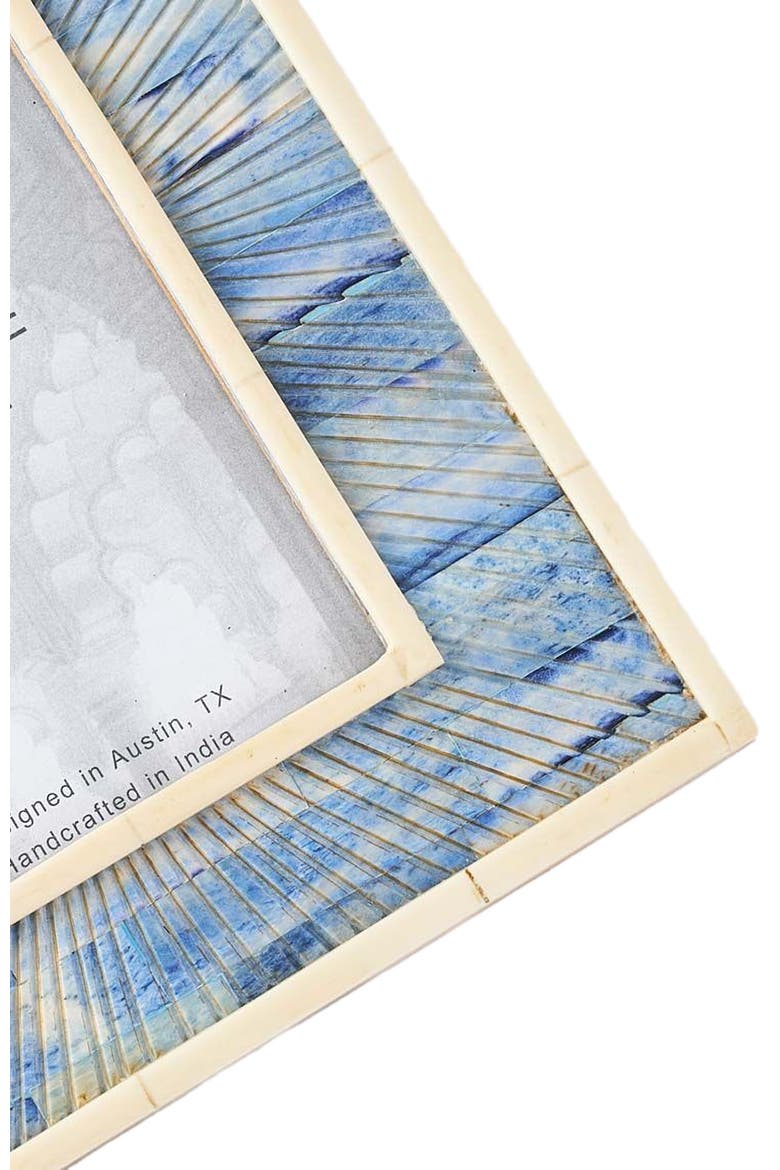 Neela Picture Frame - Carved Bone, Alternate, color, Blue - 4x6