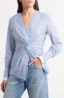 BOSS Bawari Stripe Twist Front Cotton Shirt