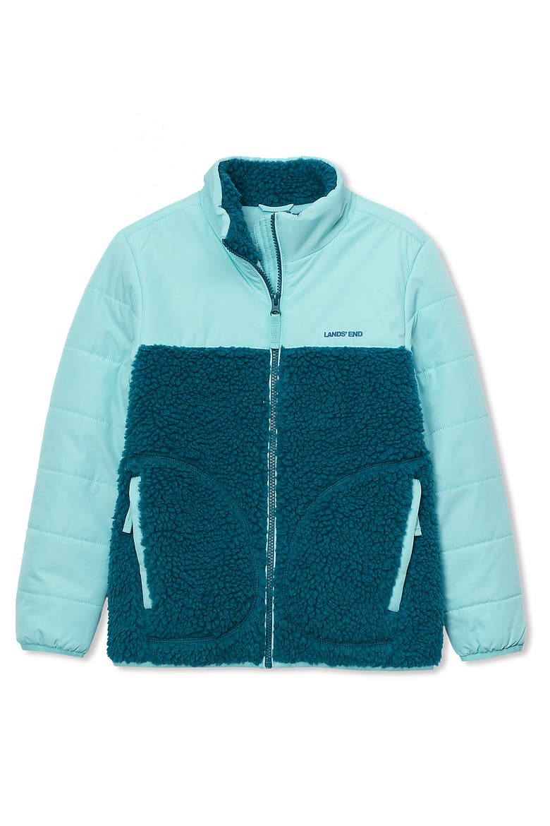 Kids Water Resistant Mixed Media Insulated Jacket, Main, color, Blue Aqua Splash