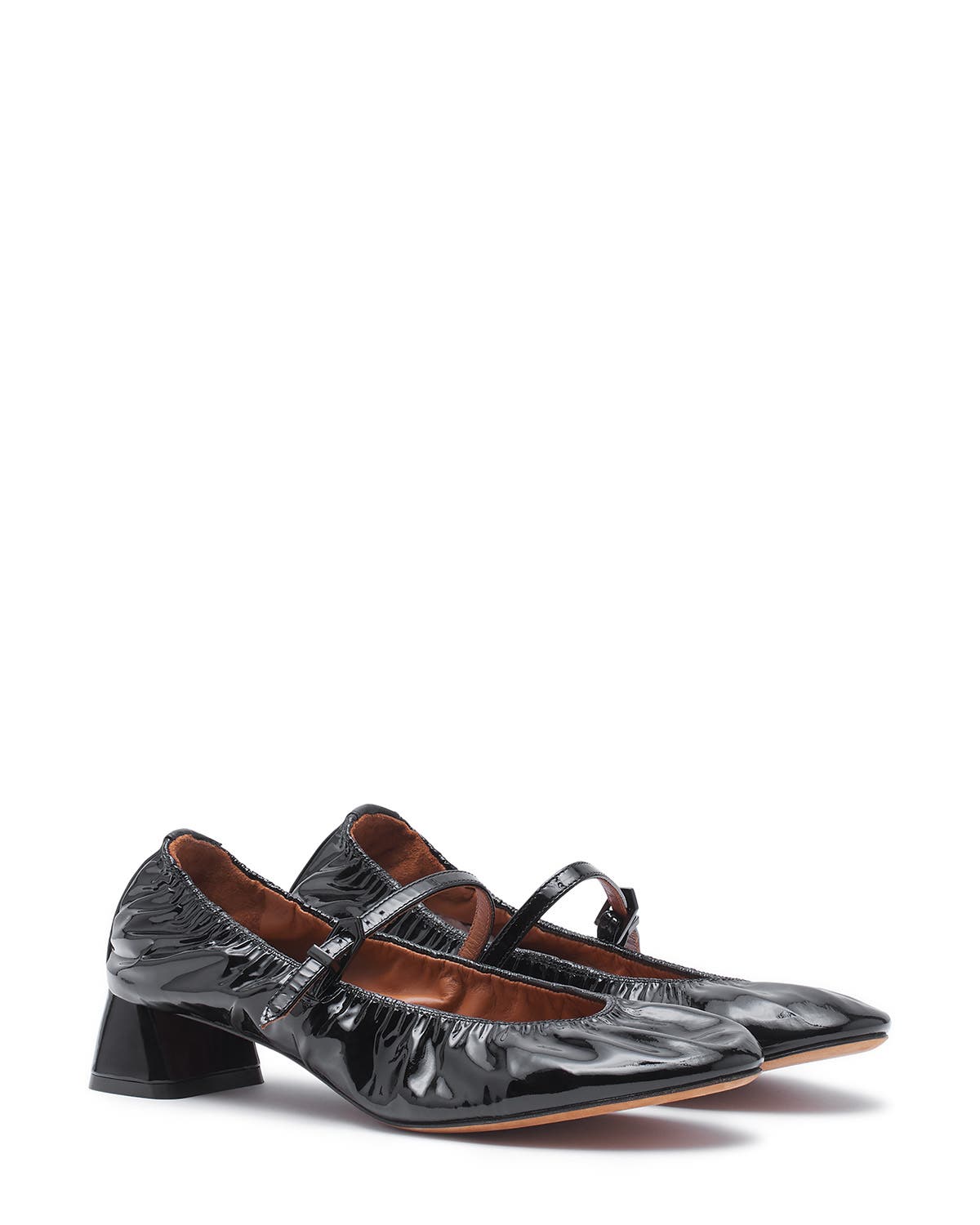 Heeled Mary Jane in Glossy Leather, Main, color, BLACK
