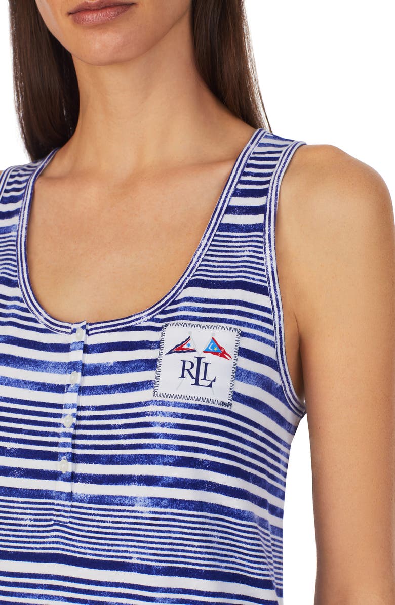 Lauren Ralph Lauren Stripe Cotton Ballet Nightgown, Alternate, color, 
