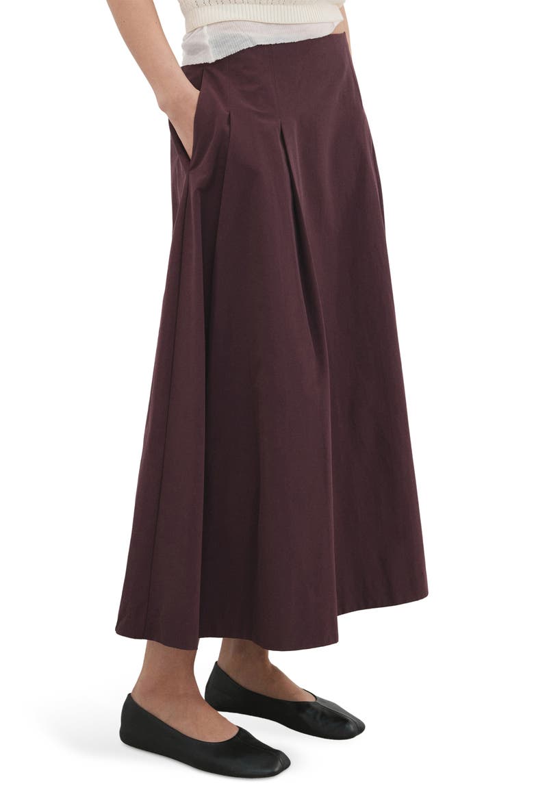 Pleated Midi Skirt, Main, color, MAROON