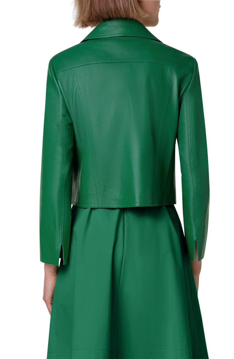 Akris punto Perforated Lambskin Leather Biker Jacket, Alternate, color,