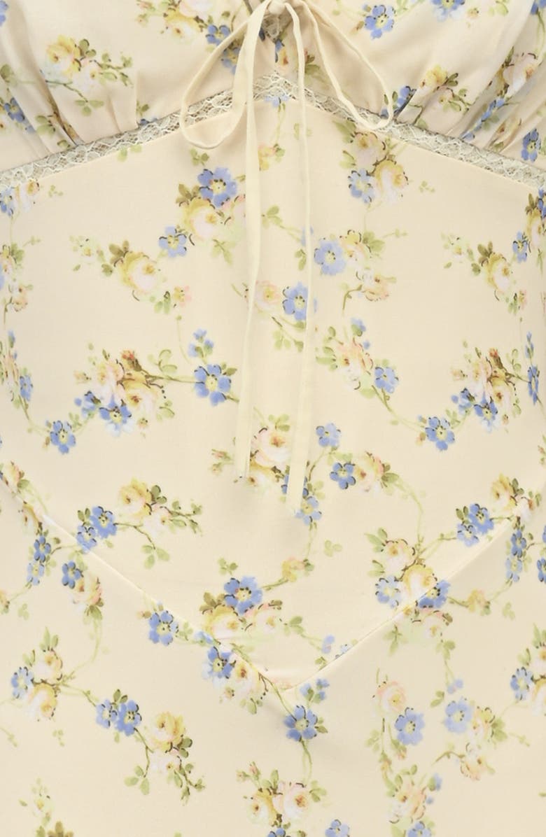 HOUSE OF CB Amina Floral Georgette High Low Cocktail Dress, Alternate, color, Lemon Floral