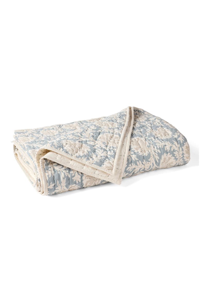 Robles Hand-Stitched Organic Cotton Quilt, Main, color, TIDAL/ KHAKI