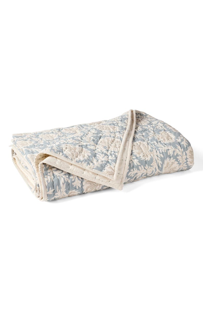 Coyuchi Robles Hand-Stitched Organic Cotton Quilt, Main, color, Tidal/ Khaki