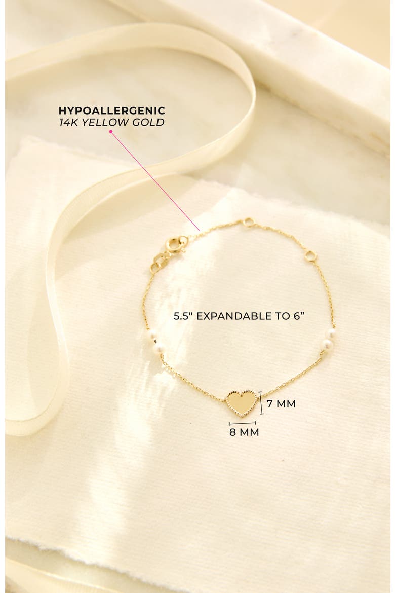 14k Framed Heart Girls Bracelet, Alternate, color, White