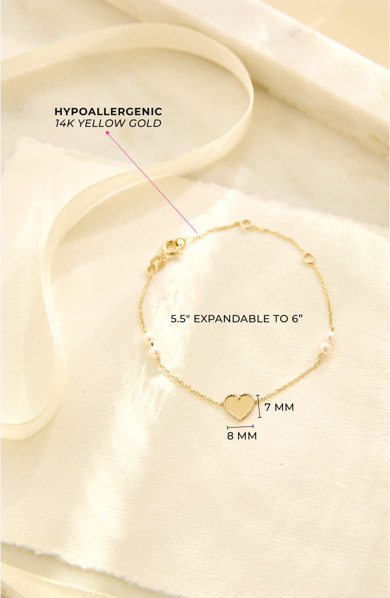 In Season Jewelry 14k Framed Heart Girls Bracelet, Alternate, color, White