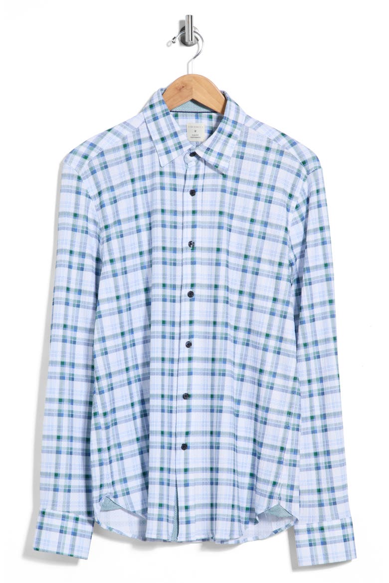 Plaid Seersucker Button Up Shirt, Main, color, WHITE/ BLUE