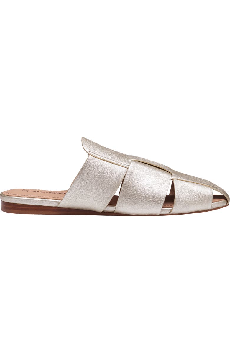 Johnston & Murphy Claire Leather Fisherman Mule Sandal, Alternate, color, Platinum Metallic Sheepskin