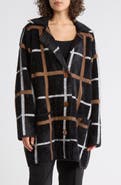 T Tahari Long Sleeve Plaid Coat