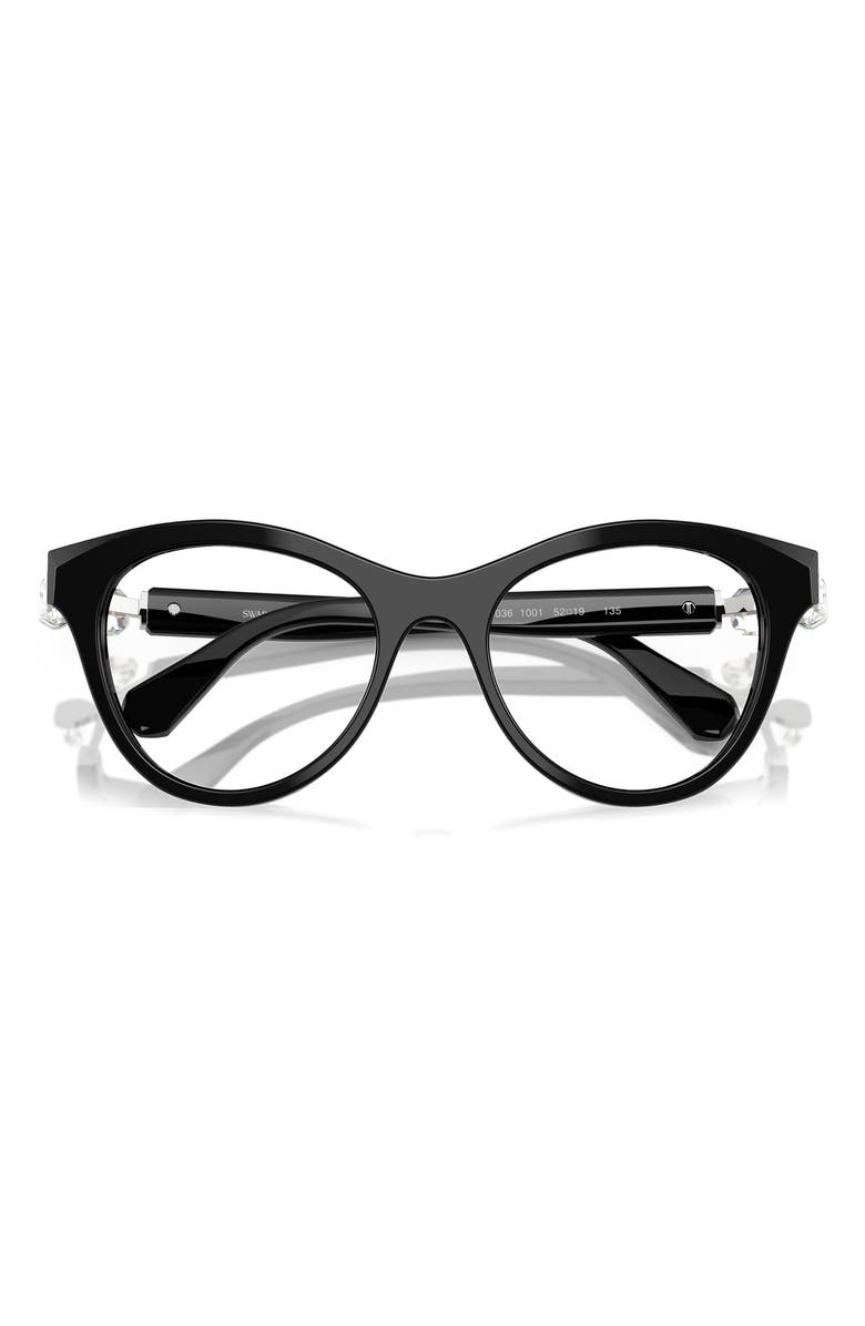Swarovski 50mm Round Optical Glasses, Alternate, color, Black