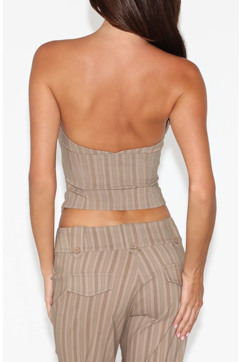Kittie Ruffle Strapless Crop Top, Alternate, color, TAUPE STRIPE