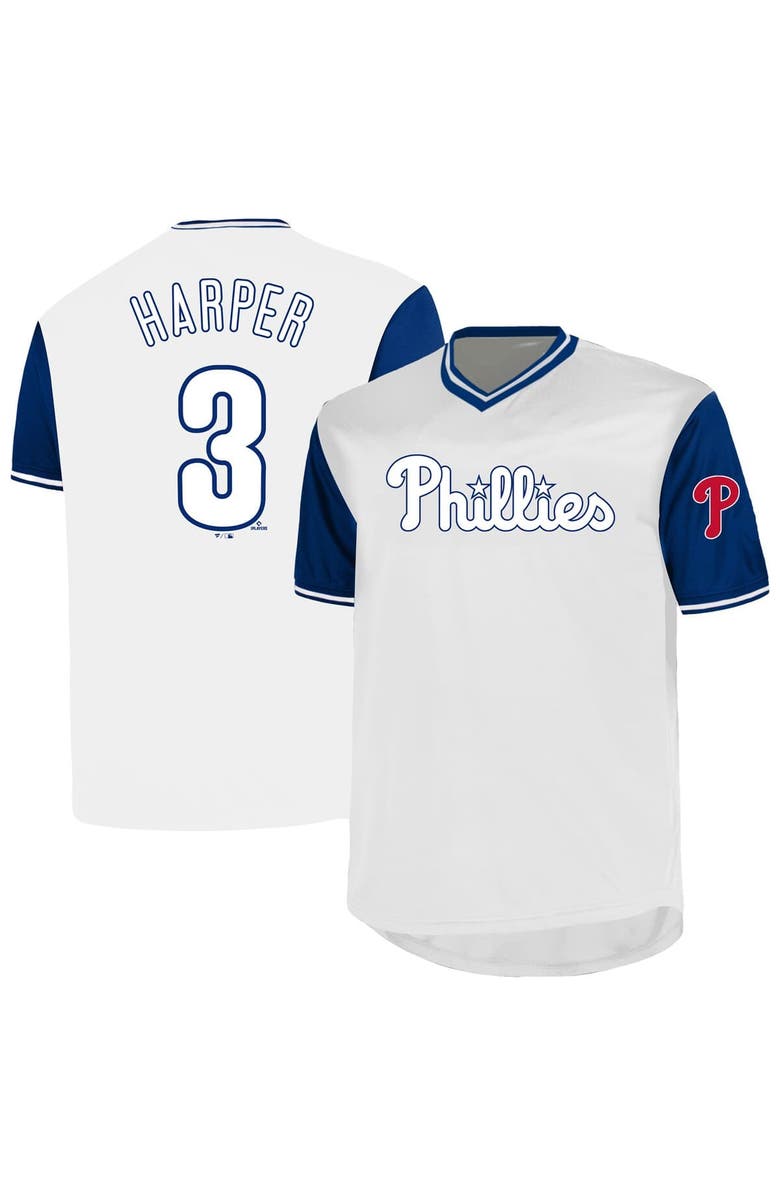 PROFILE Men's Profile Bryce Harper White Philadelphia Phillies Big & Tall Name & Number Birdeye V-Neck T-Shirt, Alternate, color, White